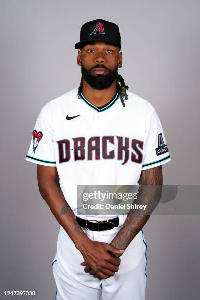 Miguel Castro of the Arizona Diamondbacks poses for a photo during the Arizona Diamondbacks Photo Day at Salt River Fields at Talking Stick on...