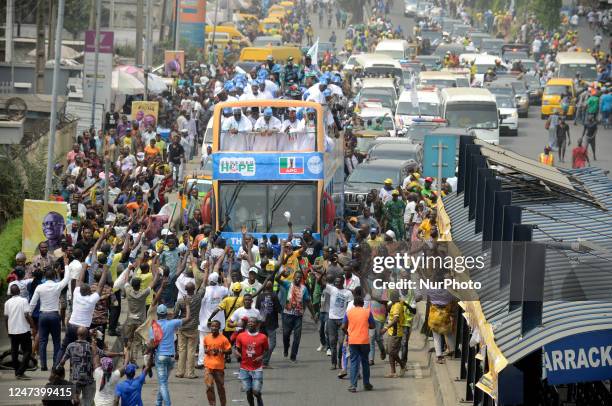 Crowd of party supporters jubilate as Asiwaju Bola Ahmed Tinubu, Presidential candidate, All Progressives Congress for 2023 Elections holds grand...