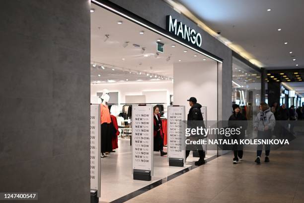 View of a Mango clothing brand store at a shopping mall in the Belarusian capital of Minsk on February 12, 2023.