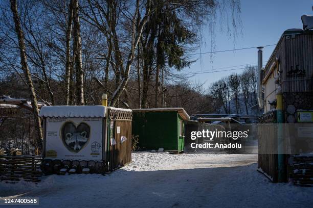 View of an animal shelter during cold weather in Lviv, Ukraine on February 8, 2023. Dogs, cats, lambs and other animals are evacuated to these...