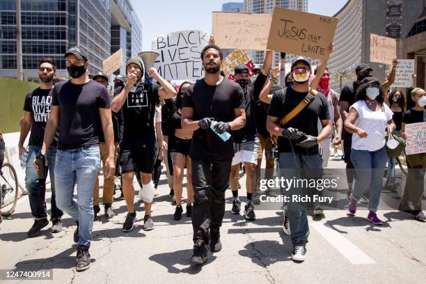 Michael B. Jordan, Kendrick Sampson and others participate in the Hollywood talent agencies march to support Black Lives Matter protests on June 06,...