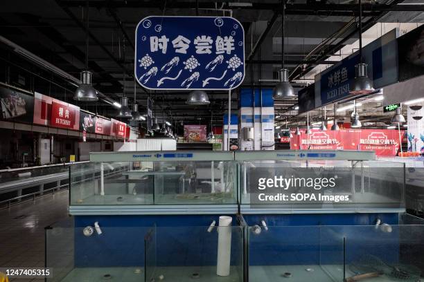 The marine products section has been cleared at a Carrefour store in Wuhan. Carrefour entered the Chinese market in the year 1995 and expanded very...
