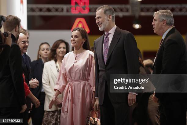 Spanish King Felipe VI and Queen Letizia visit 42nd ARCO Contemporary Art Fair, on February 23, 2023 in Madrid, Spain.