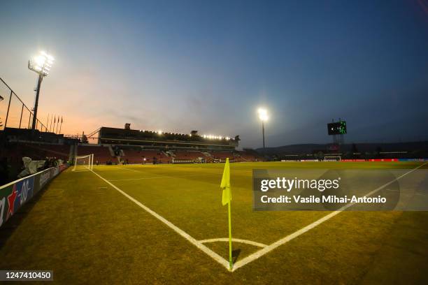 General view inside the stadium prior the UEFA Europa Conference League knockout round play-off leg two match between CFR Cluj and SS Lazio at...