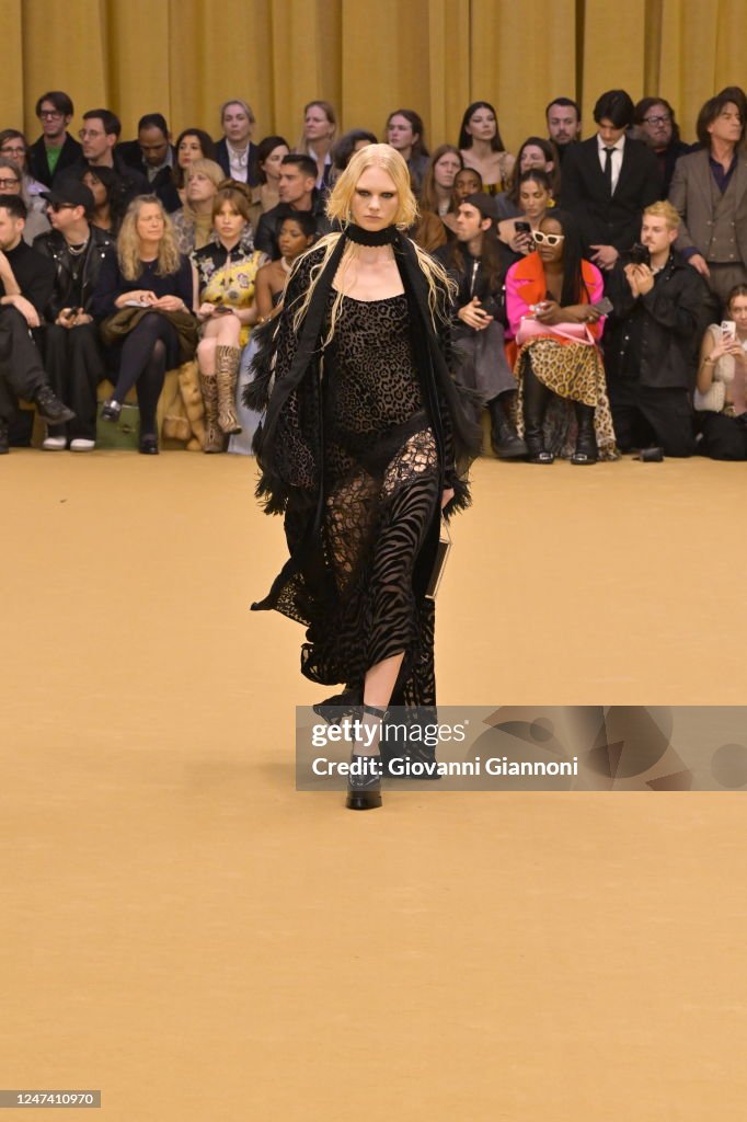 Model on the runway at Roberto Cavalli Fall 2023 Ready To Wear... News ...