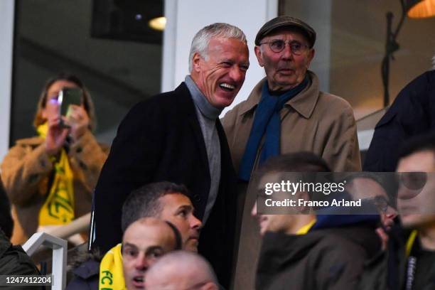 Didier DESCHAMPS head coach of France and Jean-Claude SUAUDEAU, former coach of Nantes during the UEFA Europa League match between Nantes and...