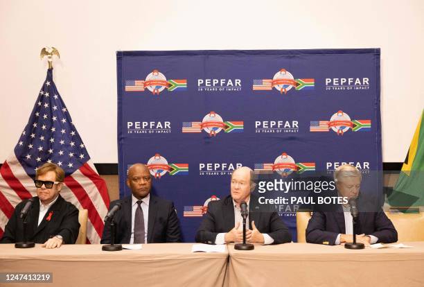 Sir Elton John, Ambassador John Nkengasong, Global AIDS Coordinator US Department of State, US Senator Chris Coons, Democrat of Delaware, and US...