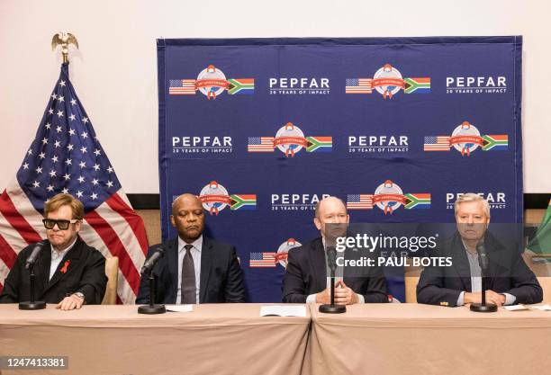 Sir Elton John, Ambassador John Nkengasong, Global AIDS Coordinator US Department of State, US Senator Chris Coons, Democrat of Delaware, and US...