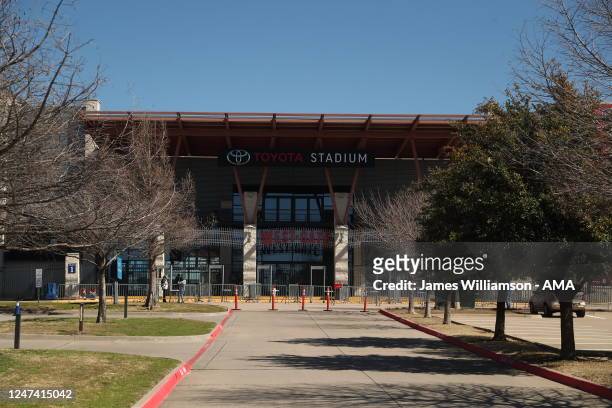 General exterior view of Toyota Stadium home stadium of Dallas FC during the SheBelieves Cup match between Canada and Japan at Toyota Stadium on...