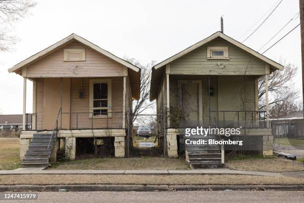 Two vacant homes in the Allendale neighborhood of Shreveport, Louisiana, US, on Monday, Feb. 13, 2023. In the Louisiana city of Shreveport, residents...