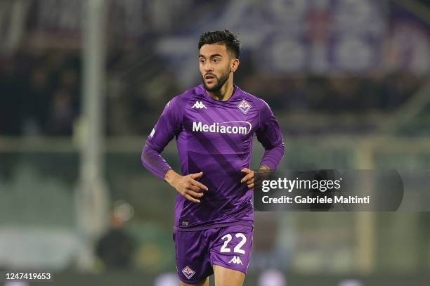 Nicolas Ivan Gonzalez of ACF Fiorentina in action during the UEFA Europa Conference League knockout round play-off leg two match between ACF...