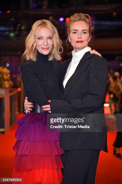 Cate Blanchett and Nina Hoss attend the TAR premiere during the 73rd Berlinale International Film Festival Berlin at Berlinale Palast on February 23,...