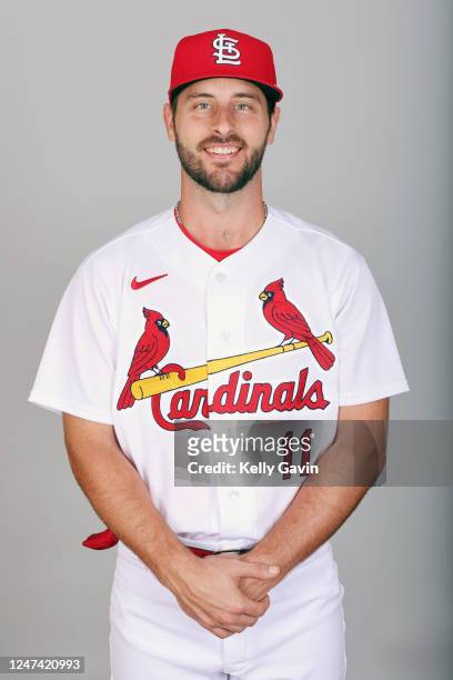 Paul DeJong of the St. Louis Cardinals poses for a photo during the St. Louis Cardinals Photo Day at Roger Dean Chevrolet Stadium on Thursday,...