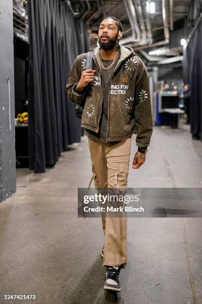 Brandon Ingram of the New Orleans Pelicans arrives to the arena before the game against the Toronto Raptors on February 23, 2023 at the Scotiabank...