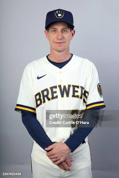 Craig Counsell of the Milwaukee Brewers poses for a photo during the Milwaukee Brewers Photo Day at American Family Fields of Phoenix on Wednesday,...