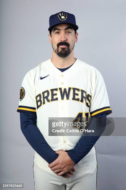 Jason Alexander of the Milwaukee Brewers poses for a photo during the Milwaukee Brewers Photo Day at American Family Fields of Phoenix on Wednesday,...