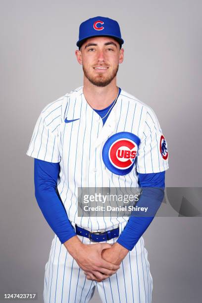 Cody Bellinger of the Chicago Cubs poses for a photo during the Chicago Cubs Photo Day at Sloan Park on Thursday, February 23, 2023 in Mesa, Arizona.