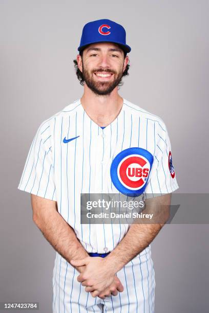 Dansby Swanson of the Chicago Cubs poses for a photo during the Chicago Cubs Photo Day at Sloan Park on Thursday, February 23, 2023 in Mesa, Arizona.