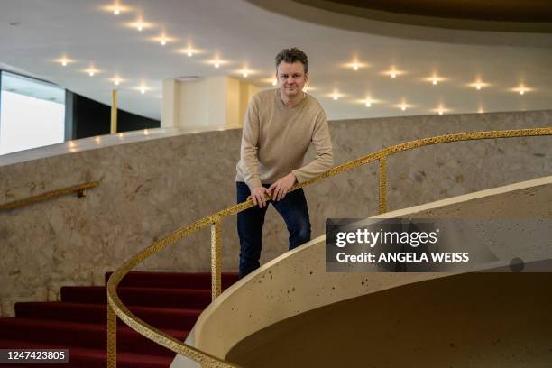 Ukrainian tenor Dmytro Popov poses for a portrait at the Metropolitan Opera in New York City on February 22, 2023. - For soloist Dmytro Popov, a...