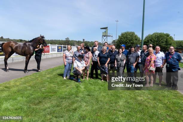 American Liaison with connections in the Mounting Yard after winning the Wollert Lifestyle Group Maiden Plate at Kilmore Racecourse on February 24,...