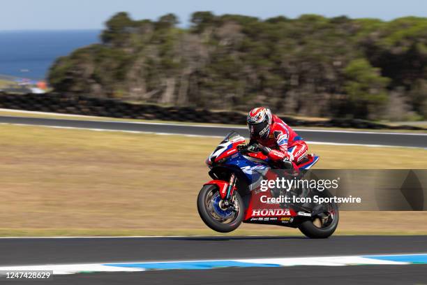 Iker Lecuona of ESP on the Team HRC Honda during SuperBike Free Practice 2 at The 2023 FIM World Superbike Championship at The Phillip Island Circuit...