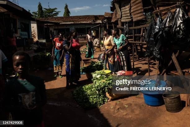 Women sell vegetables in a local market in Kaliyeka in Lilongwe, on February 22, 2023 in an area where access to clean drinking water are scarce. -...