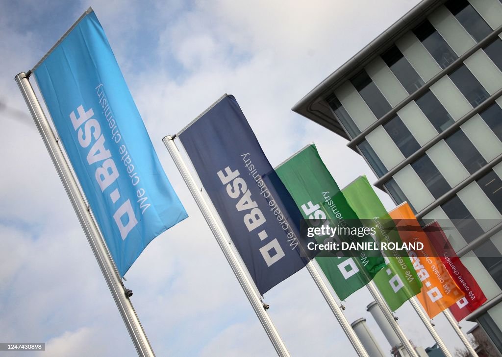 Basf In Germany The logo of German chemical giant BASF is pictured at its... News Photo ...