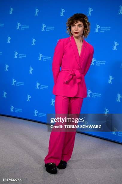 Austrian actress Thea Ehre poses during a photocall for the film "Bis ans Ende der Nacht" presented in competition of the Berlinale, Europe's first...