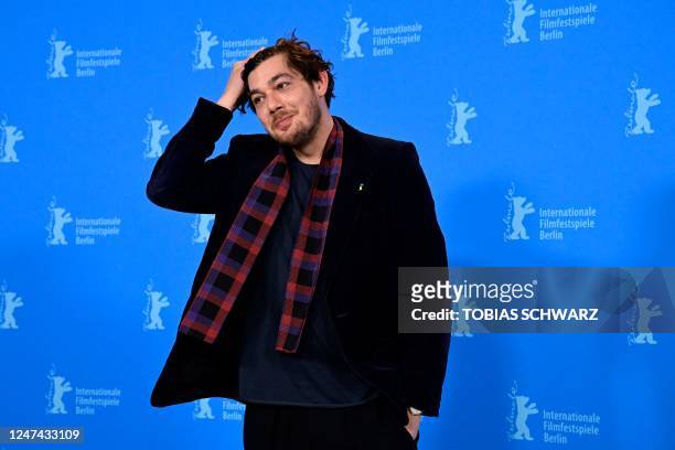 German actor Timocin Ziegle poses during a photocall for the film "Bis ans Ende der Nacht" presented in competition of the Berlinale, Europe's first...