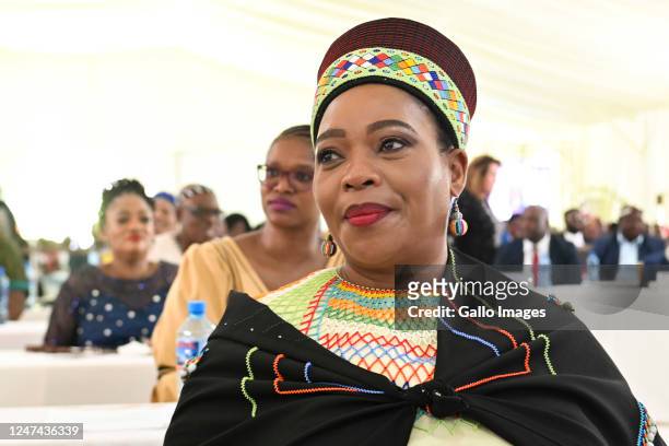 Nomusa Dube-Ncube, KZN Premier at the official opening of the KwaZulu-Natal Legislature at Oval Cricket Stadium on February 23, 2023 in...