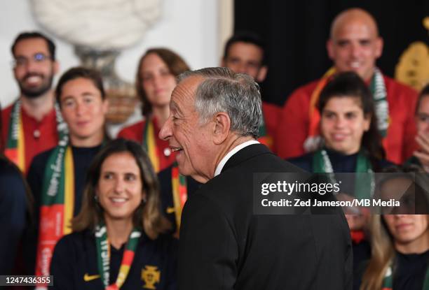 President of the Portuguese Republic, Marcelo Rebelo de Sousa welcomes the National Women's Football Team that qualified for the final phase of the...