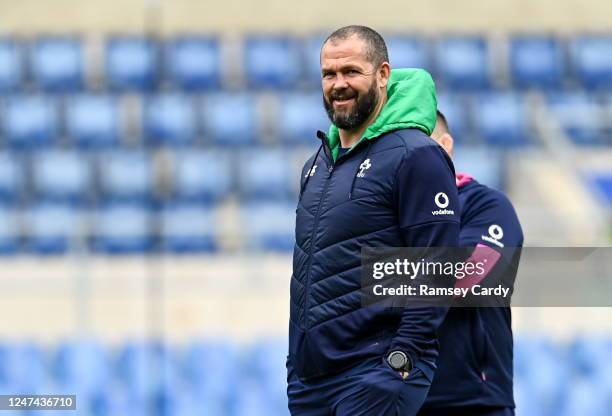 Rome , Italy - 24 February 2023; Head coach Andy Farrell during the Ireland rugby captain's run at the Stadio Olimpico in Rome, Italy.