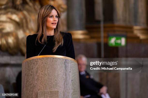 Princess Sofia of Sweden attends a Peace Prayer marking the one year anniversary since the start of the War in Ukraine, at the royal chapel,...