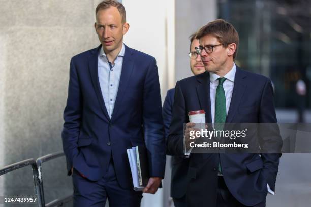 David Allison, the lawyer representing Adler Group SA, right, returns to court for a debt restructuring trial at The Rolls Building in London, UK, on...