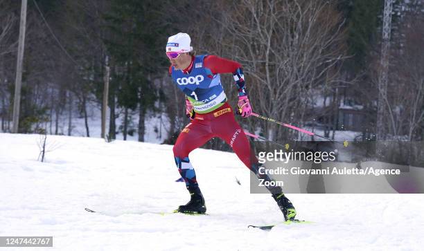 Johannes Hoesflot Klaebo of Team Norway in action during the FIS Nordic World Ski Championships Cross Country Men's 30 km Skiathlon on February 24,...