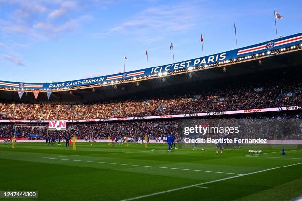 General view during the training session of Paris Saint-Germain at Parc des Princes on February 24, 2023 in Paris, France.