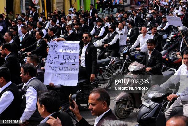 Advocates are taking out a protest rally against the state government demanding an 'Advocate Protection Act' in Jaipur, Rajasthan, India on Friday,...