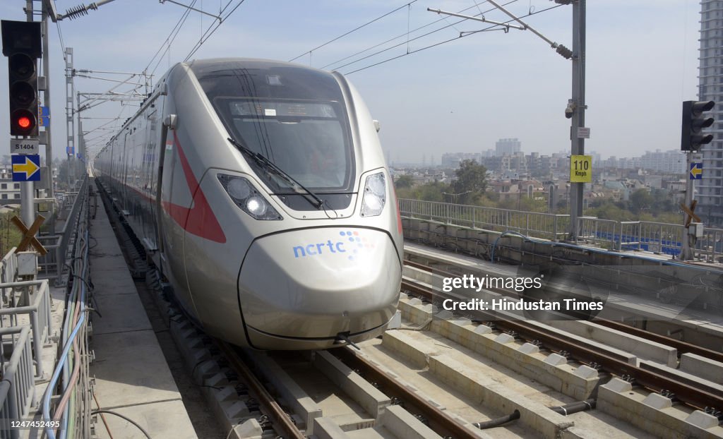 Pakistan Rrt RRTS train during its media preview at Sahibabad rapid rail station ...