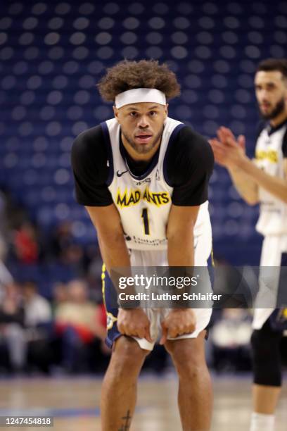 Justin Anderson of the Fort Wayne Mad Ants looks on during the game against the Westchester Knicks on February 24, 2023 in Bridgeport, CT. NOTE TO...