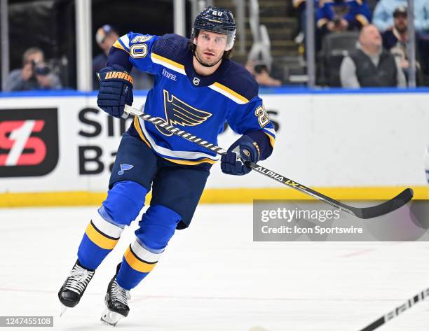 St. Louis Blues left wing Brandon Saad as seen during a NHL game between the Vancouver Canucks and the St. Louis Blues on February 23 at Enterprise...