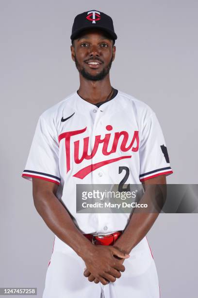Michael A. Taylor of Minnesota Twins poses for a photo during the Minnesota Twins Photo Day at Lee County Sports Complex on Friday, February 24, 2023...