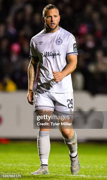 Dublin , Ireland - 24 February 2023; Paddy Barrett of Shelbourne during the SSE Airtricity Men's Premier Division match between St Patrick's Athletic...