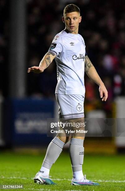 Dublin , Ireland - 24 February 2023; Luke Byrne of Shelbourne during the SSE Airtricity Men's Premier Division match between St Patrick's Athletic...