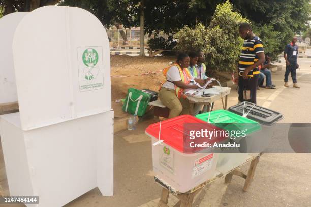 People cast their votes at a polling station during the general election in Lagos, Nigeria on February 25, 2023. Nigeria will elect the President and...