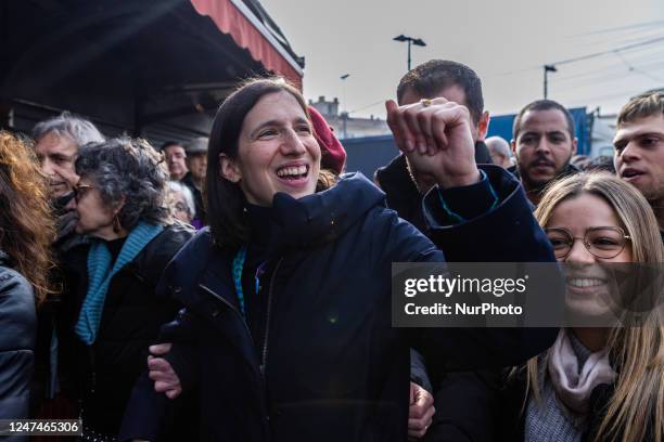 The candidate for the secretariat of the Democratic Party, Elena ''Elly'' Ethel Schlein, in Turin, Italy, on February 25, 2023 during an initiative...