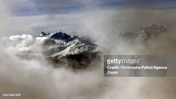 General view during the Audi FIS Alpine Ski World Cup Women's Downhill on February 25, 2023 in Crans Montana, Switzerland.