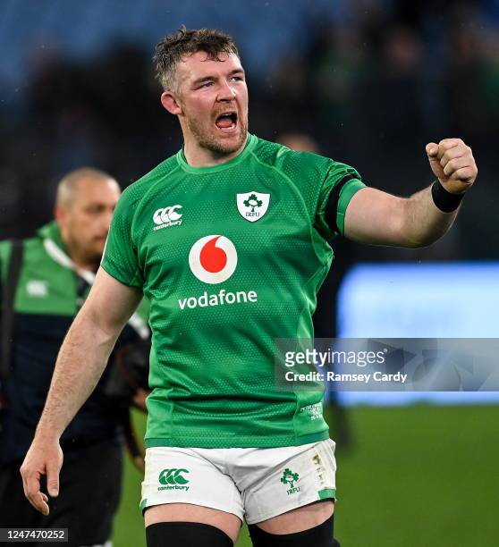 Rome , Italy - 25 February 2023; Peter O'Mahony of Ireland after the Guinness Six Nations Rugby Championship match between Italy and Ireland at the...