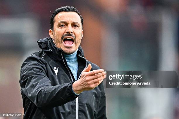 Massimo Oddo head coach of Spal reacts during the Serie B match between Genoa CFC and Spal at Stadio Luigi Ferraris on February 25, 2023 in Genoa,...