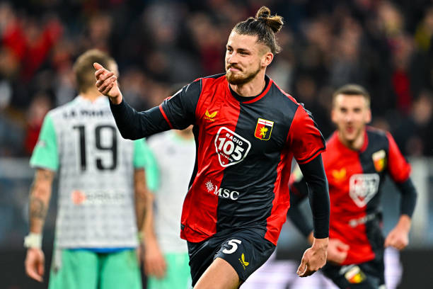 Radu Dragusin of Genoa celebrates after scoring a goal during the Serie B match between Genoa CFC and Spal at Stadio Luigi Ferraris on February 25,...