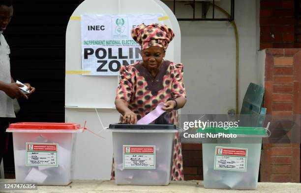 Woman voteS during the 2023 Presidential and National Assembly Elections in Ikeja, Lagos, Nigeria, on Saturday, February 25, 2023.